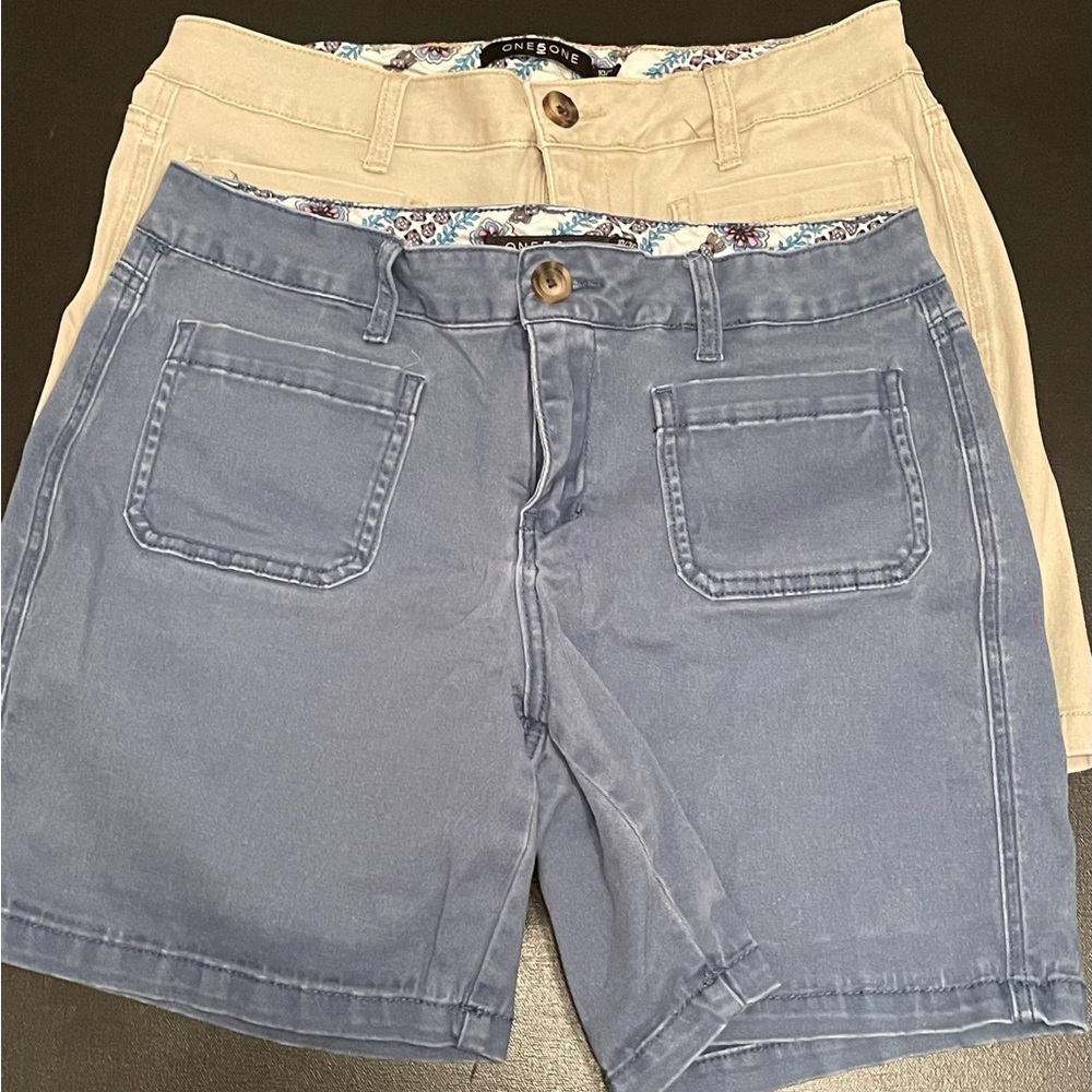 one 5 one Dual Pack Blue and Tan Women's Shorts